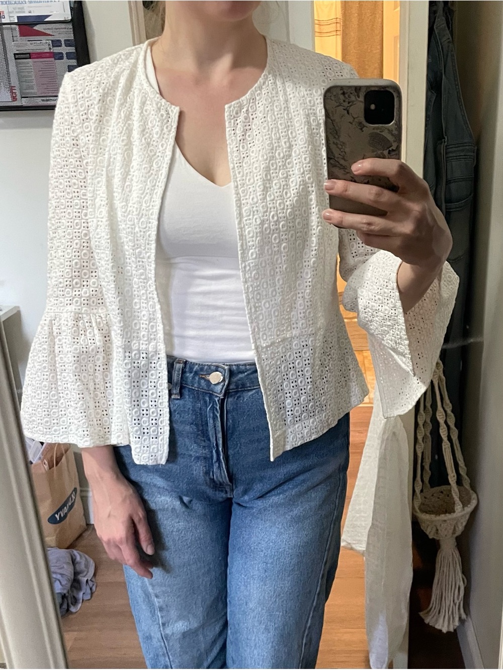 Zara White Embroidered Jacket